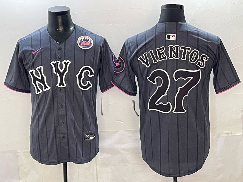 Men New York Mets #27 Vientos Black City Edition Game 2026 Nike MLB Jersey style 04